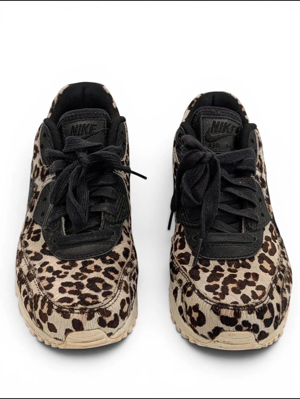 SOLD Vintage Nike Air Max Leather Cow Hide Leopard Print Athletic Sneakers - Picture 12 of 13